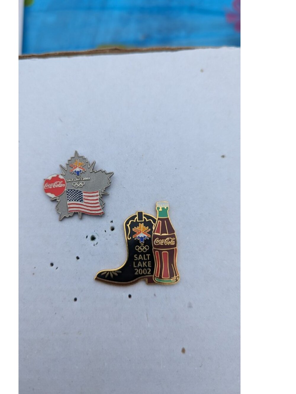 Salt Lake 2002 Olympic Lapel Pin Coca-Cola Cowboy Boot Enamel Vintage Leaf Set